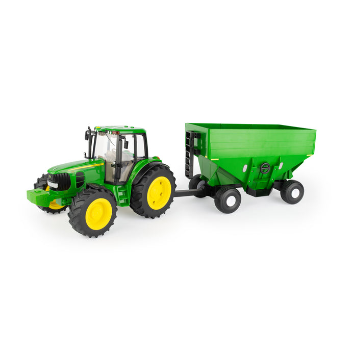 Toy John Deere tractor and wagon