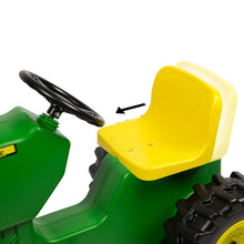 Adjustable seat on John Deer toy tractor