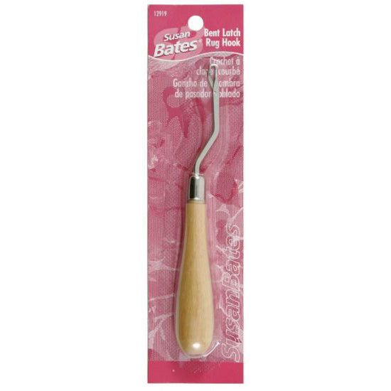 Curved Latch Hook Tool / Crochet Needle with Wooden Handle at I