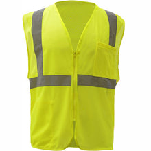Front of lime green safety vest