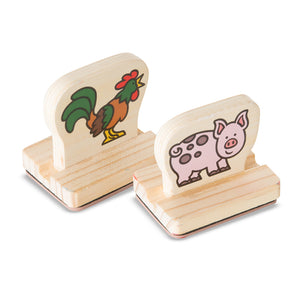 Melissa & Doug Farm & Pets Wooden Stamp Set with 2 Color Stamp Pad and 5  Markers