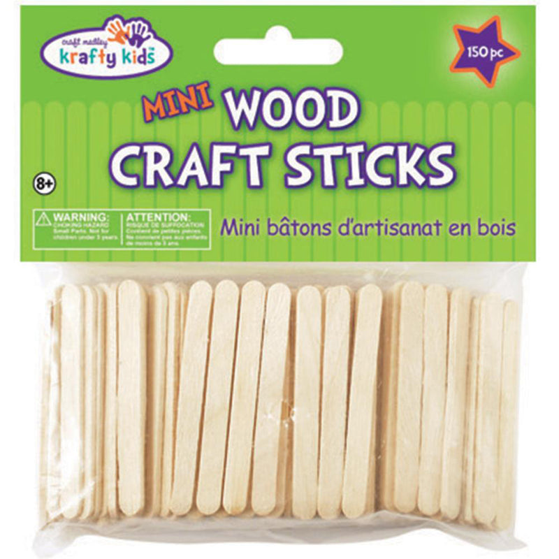 100 Pc Mini Popsicle Sticks Multi Color Natural Wooden 2 1/2 Craft Craft  School