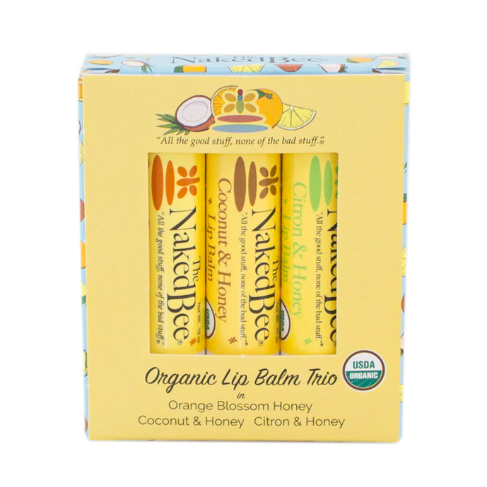 naked bee lip balm trio set in box