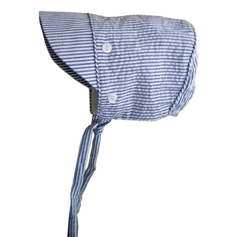 Navy stripe seersucker hat