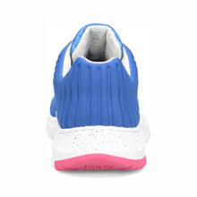 Blue, pink, and white shoe back