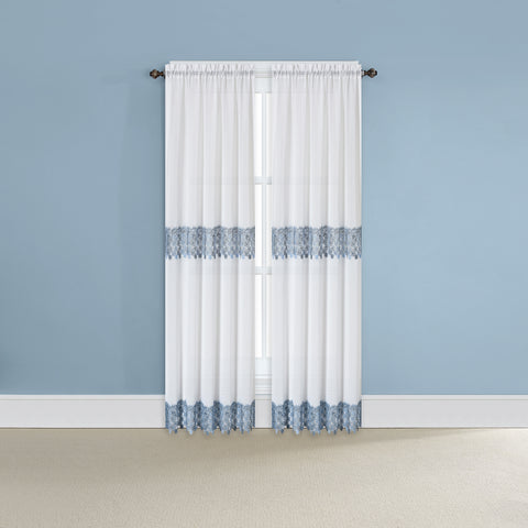 White panels with blue lace
