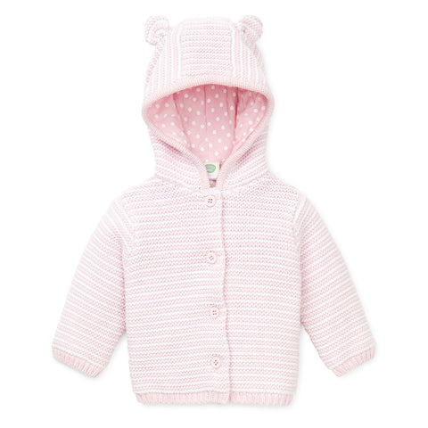 Pink and white hooded sweater