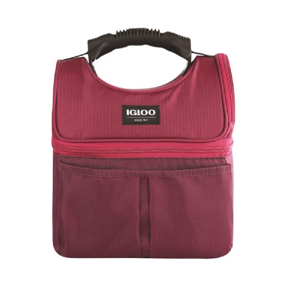 Igloo Insulated Lunch Bag Tote, Red/Gray 
