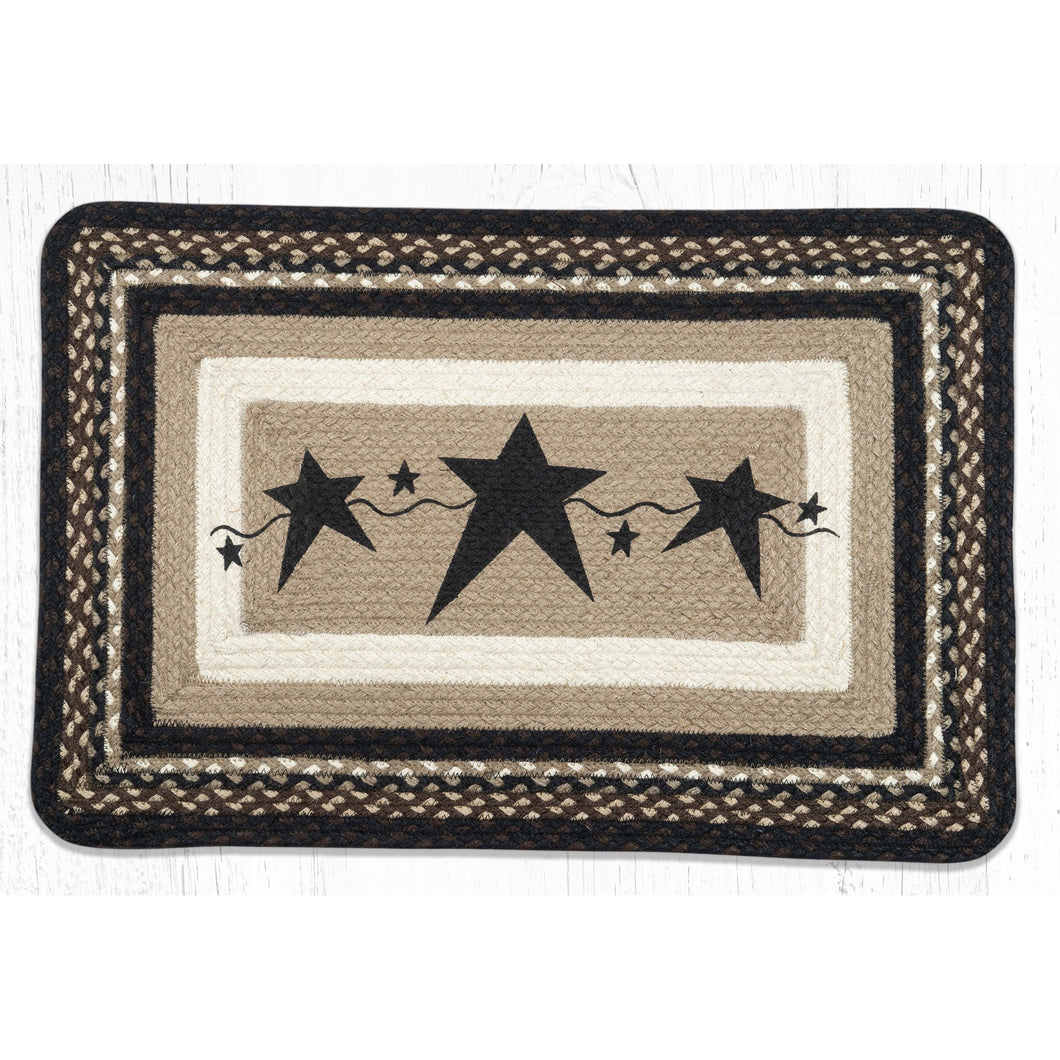Primitive black star rug