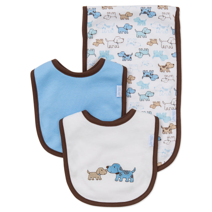 Puppies bibs and burp cloth