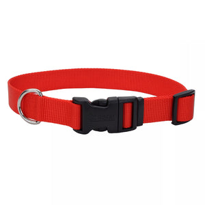 Red Adjustable Dog Collar with Plastic Buckle
