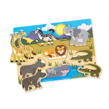 Toddlers' safari peg puzzle