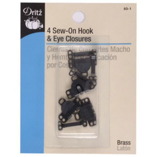 Dritz 86 No-Sew Hook & Eye 1/2 Inch 4/Pkg-Nickel