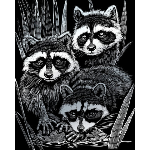 Raccoons Silver Engraving Set
