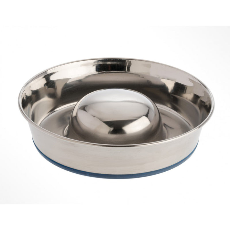 OUTWARD HOUND Stainless Steel Fun Slow Feeder Dog Bowl, 2 cup, Silver 