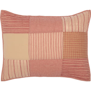 Red patchwork pillow sham