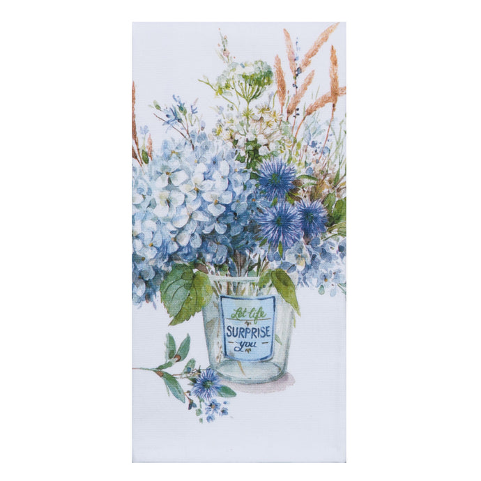 BOHEMIAN BLUE BOUQUET DUAL PURPOSE TERRY KT with a painting of a flower pot with the words 
