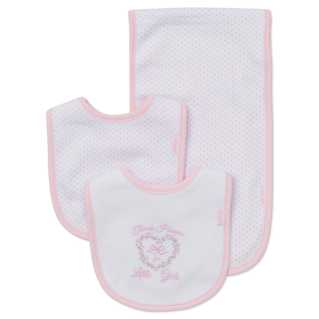 Thank Heave for Little Girls bibs and burp cloth