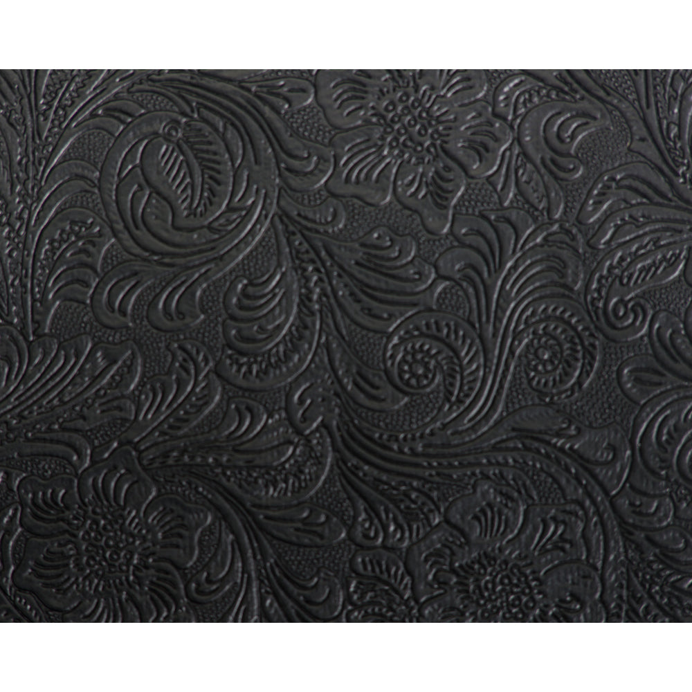 54'' Wide Faux Leather Fabric Tooled Floral Chocolate by The Yard