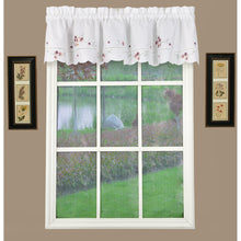 Curtain valance white with rose flowers