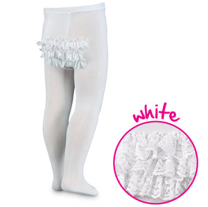 White rhumba lacy tights for girls