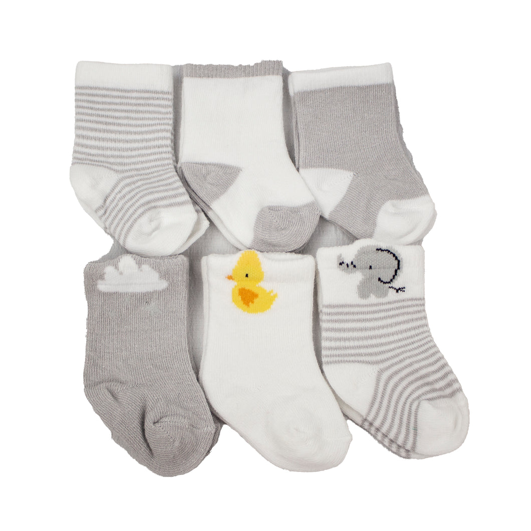 Gerber Neutral Baby 6 Pack Animal Wiggle Proof Crew Socks 218846320N01