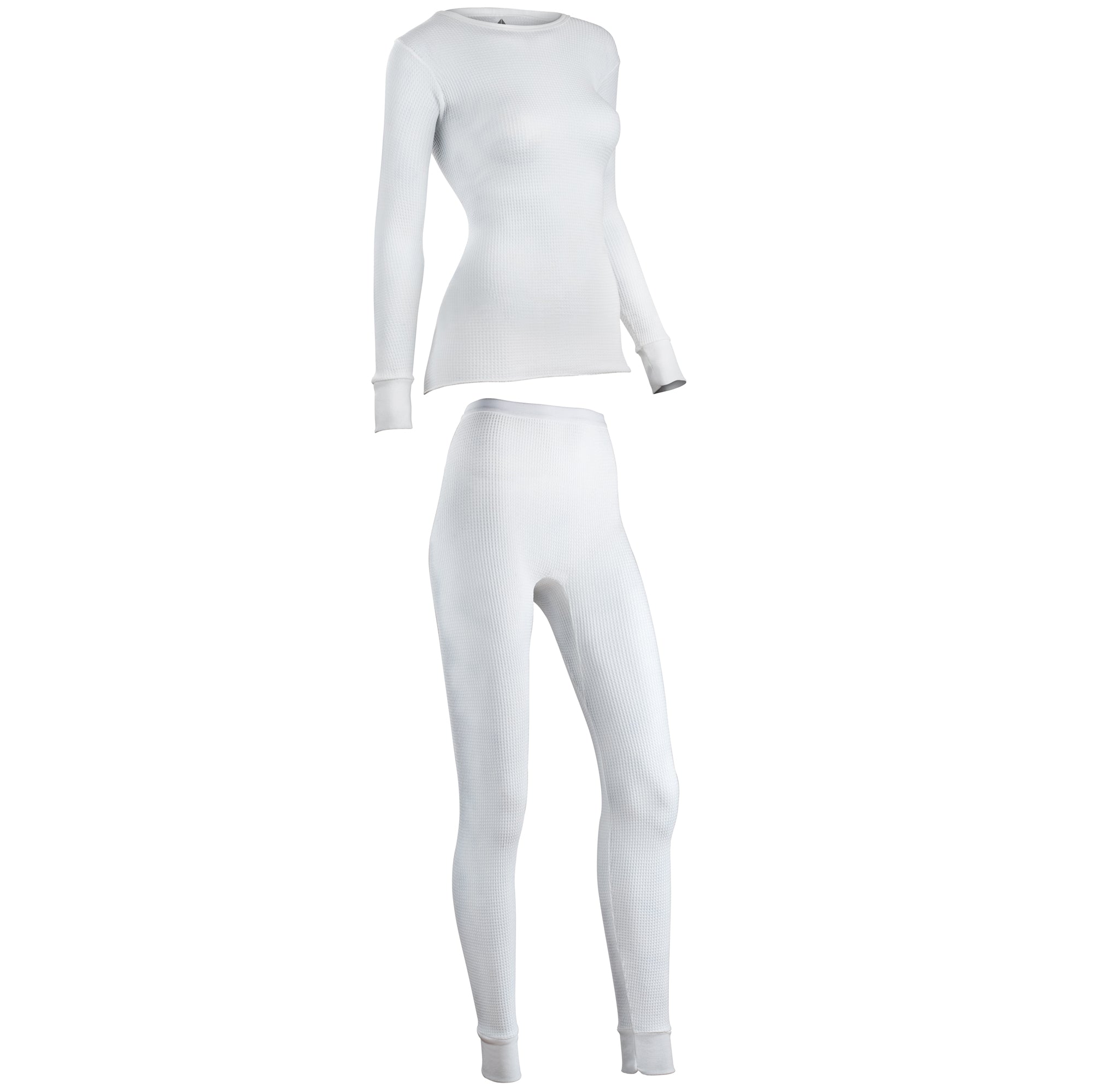 Ladies White 2 Piece Cotton Blend Thermal Underwear Spencer Long Sleeve &  Pants 
