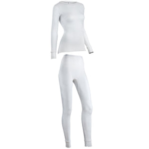 Buy Women Thermal Set, Lightweight Ultra Soft Fleece Shirt and Tights,White,X-Large  at