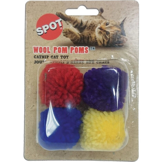 Wool pom poms with catnip